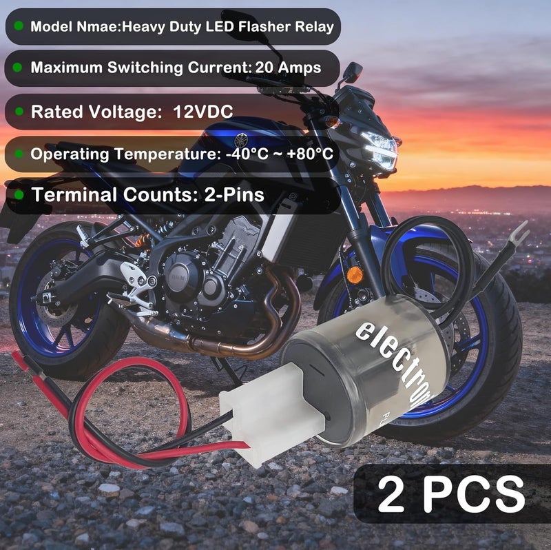 Formiden 2-Pack 2-Pin LED Flasher Relay with Ground Wire & Connector Pigtail Harness - 12V Universal Car Flasher Relay for Fixing LED Turn Signal Flickering - Compatible with Car, Truck, SUV - Image 5